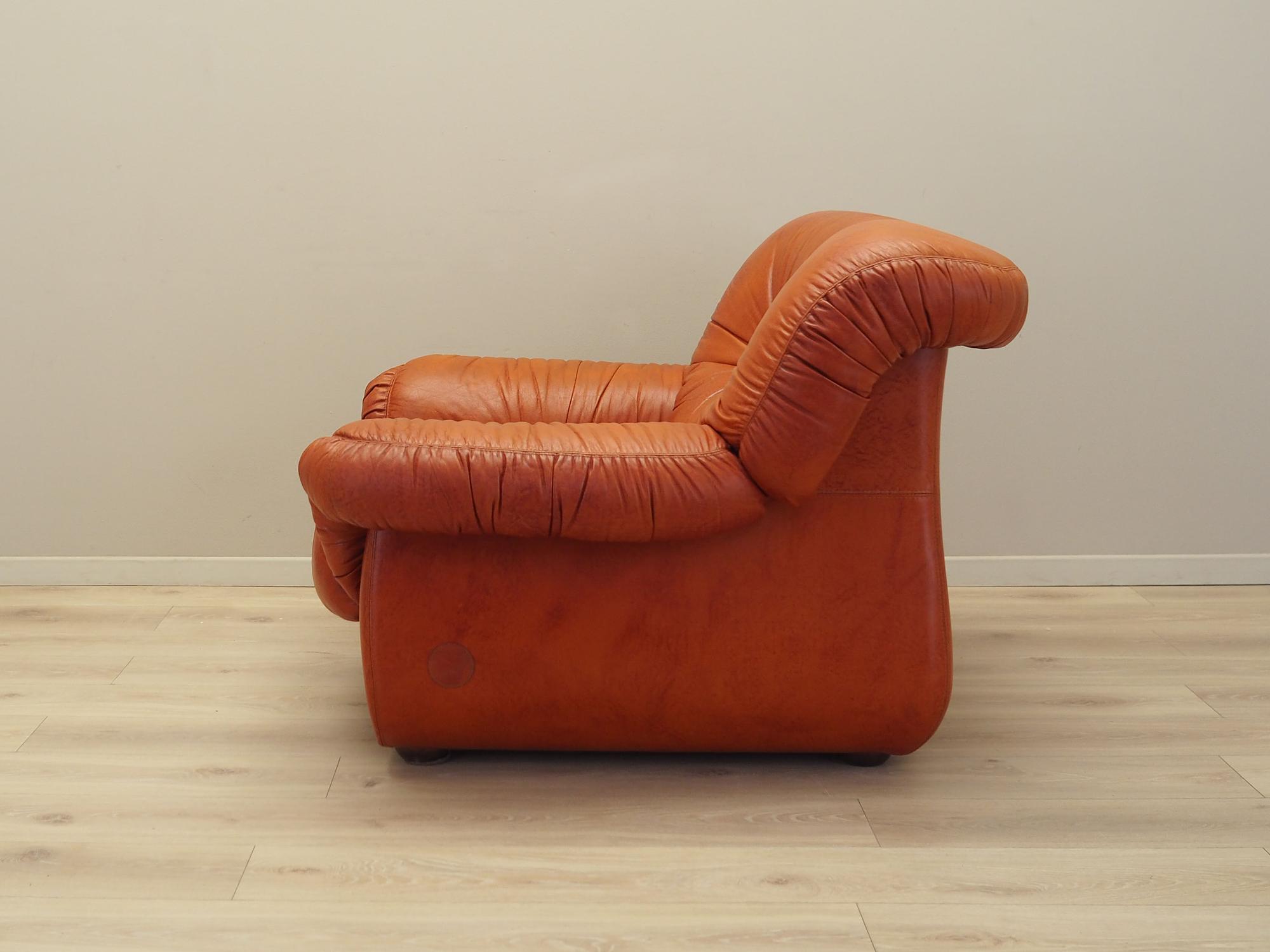 Sessel Leder Braun 1970er Jahre 3
