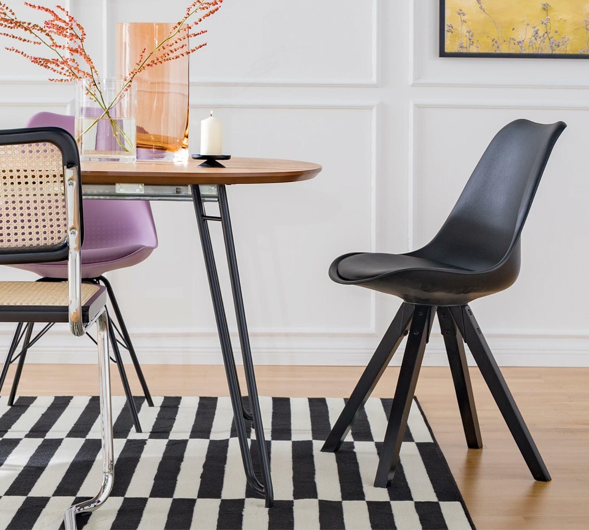 2x Scandi-Style Esszimmerstuhl Schwarz 0