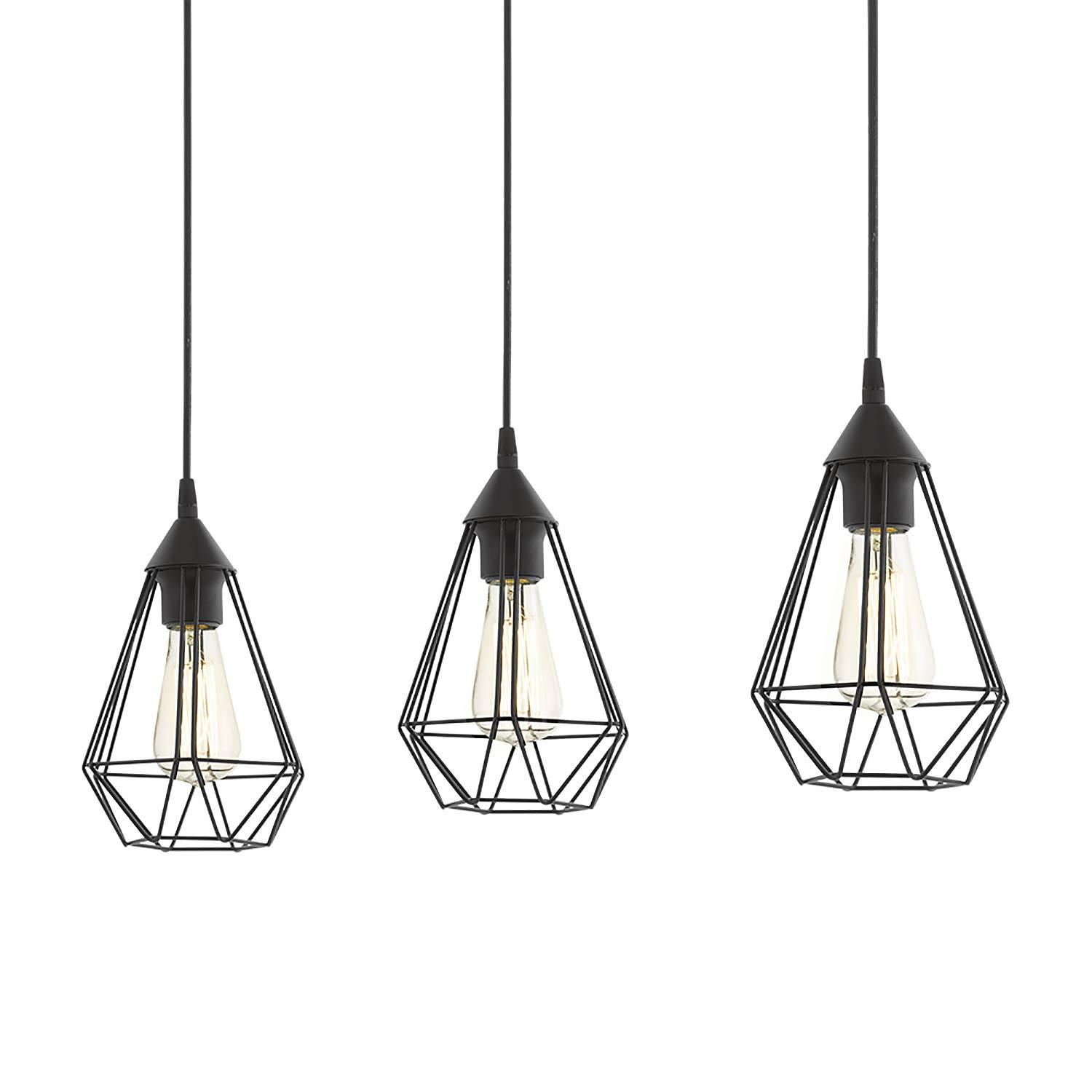 Tarbes III pendant lamp steel 3-bulb 0