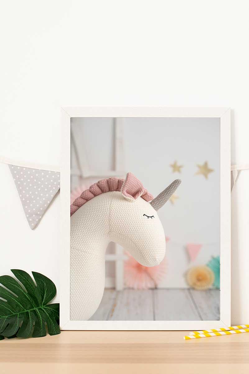 Kinderbild mit Rahmen Einhorn Mehrfarbig 1