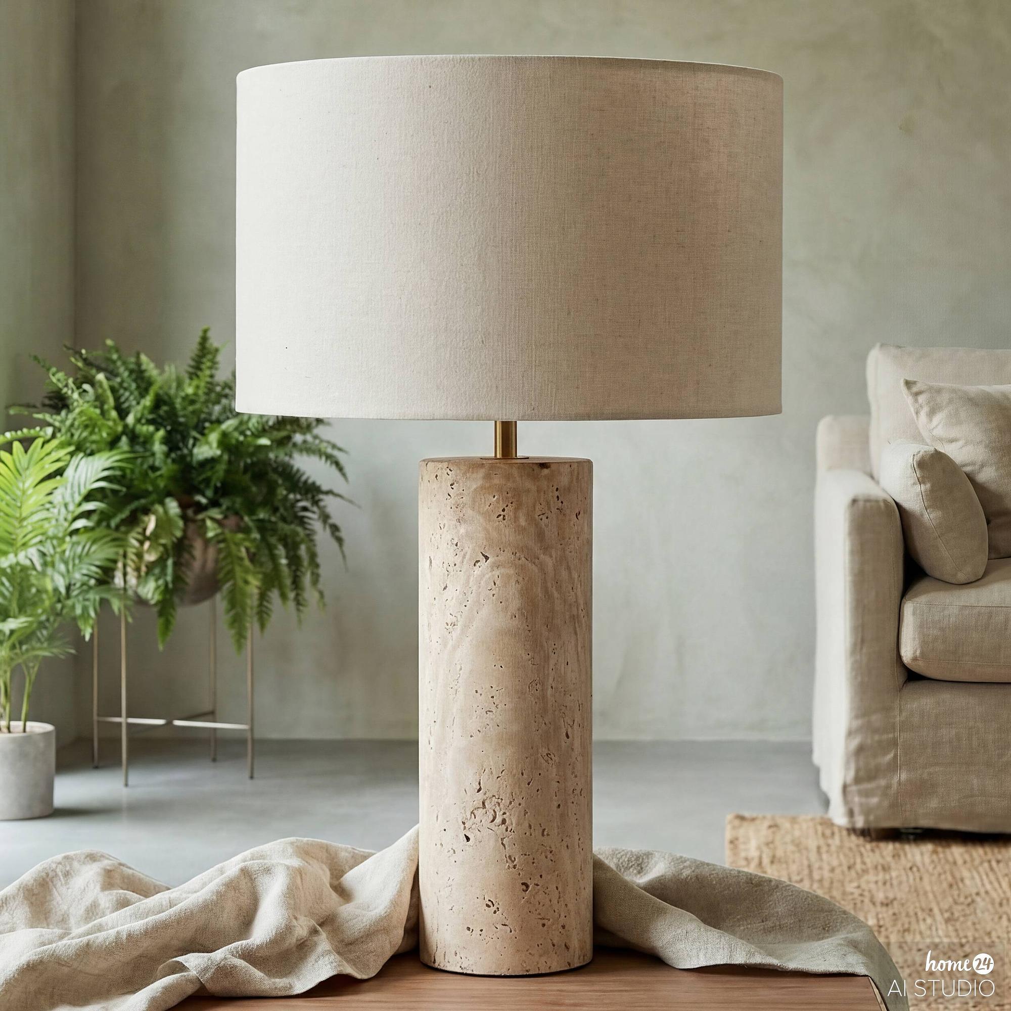 Juxo Tischleuchte 1-flammig Leinen Marmor 1