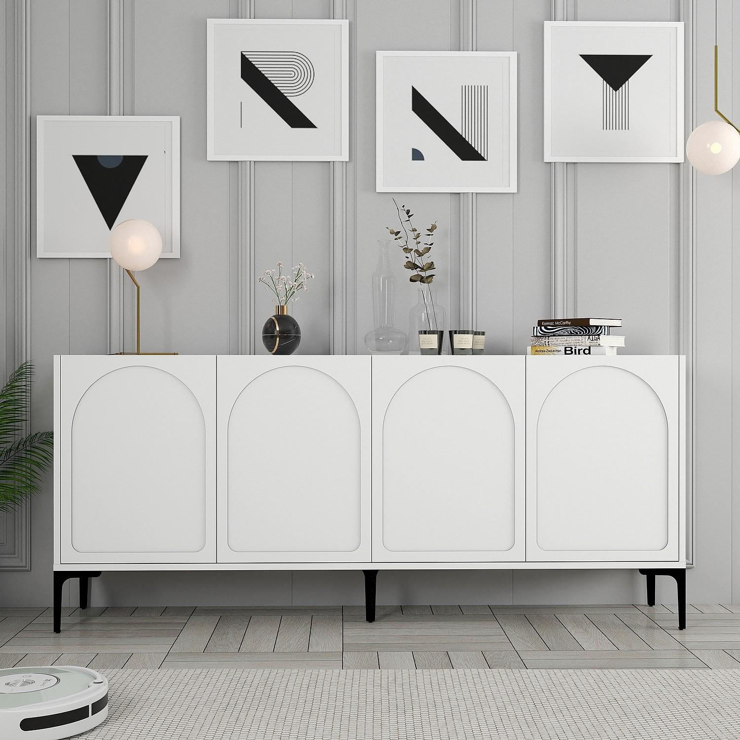 Lyon 79 Console Wood Veneer White Black 1