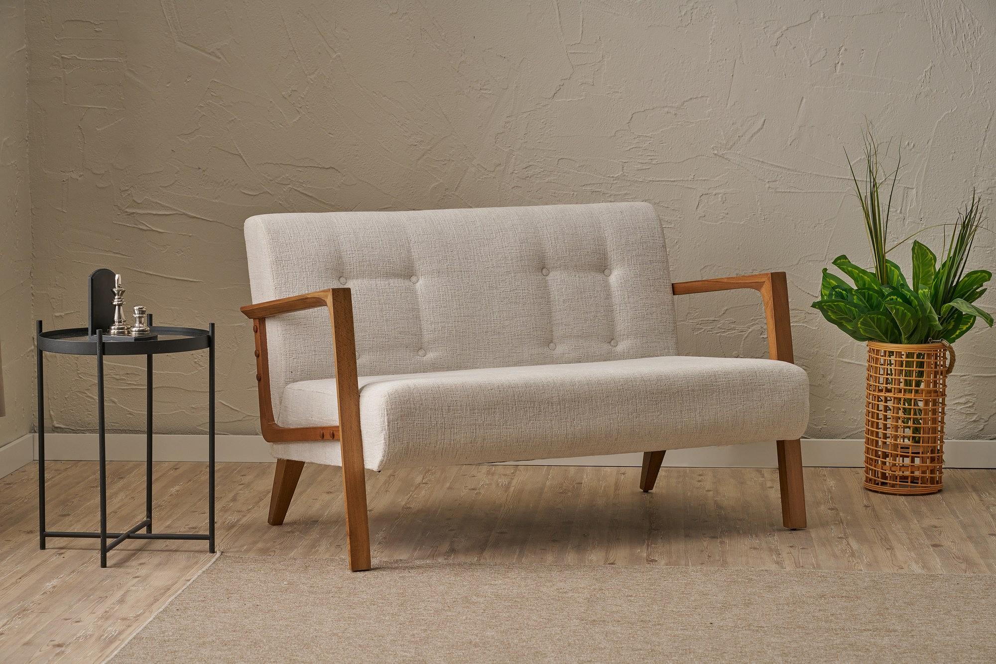 Kemer Sofa Buchenholz Cream 0