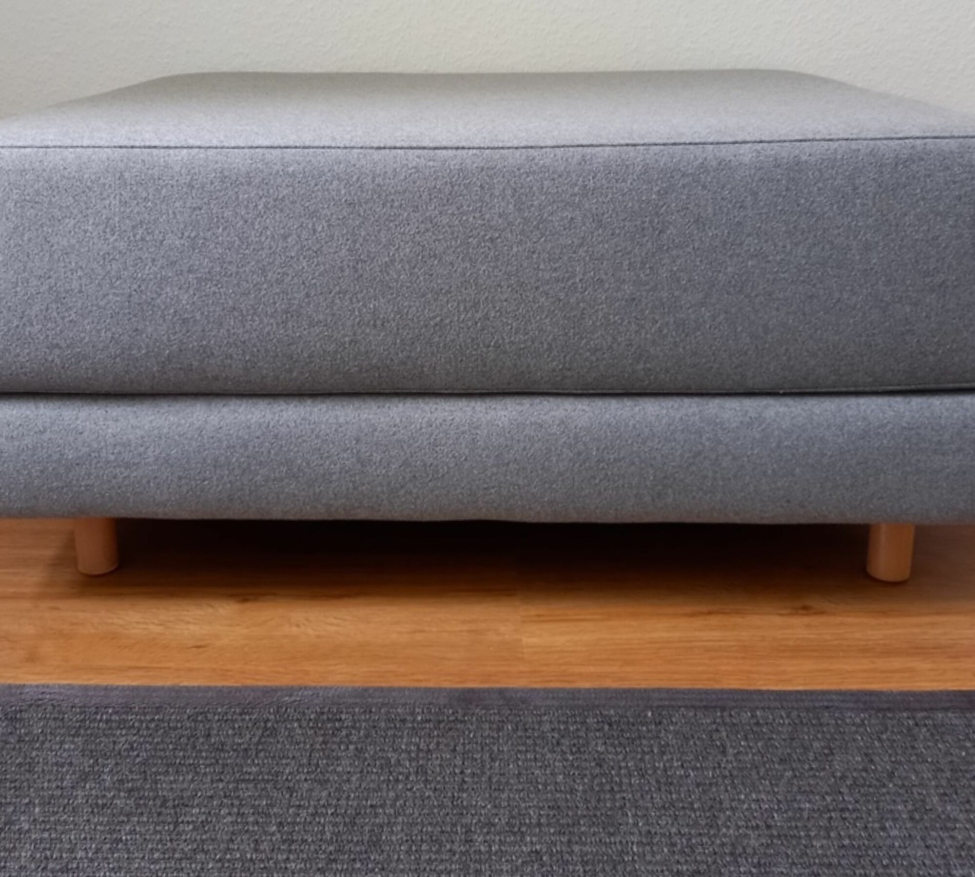 Hocker mit Schlaffunktion Wolle Holz Grau 4