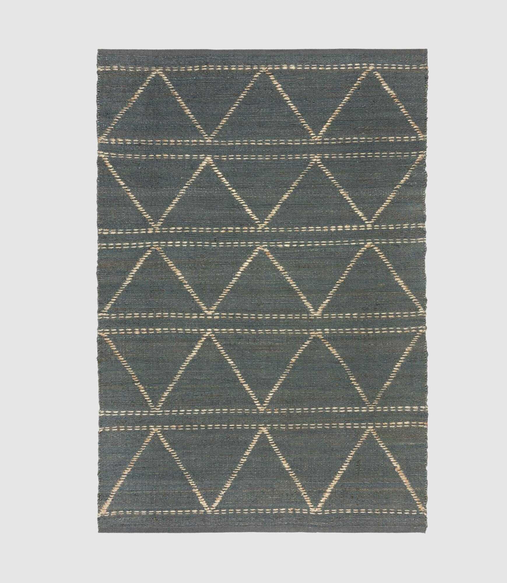 Jute-Teppich Rhombi Handgewebt Blau 120x170 0