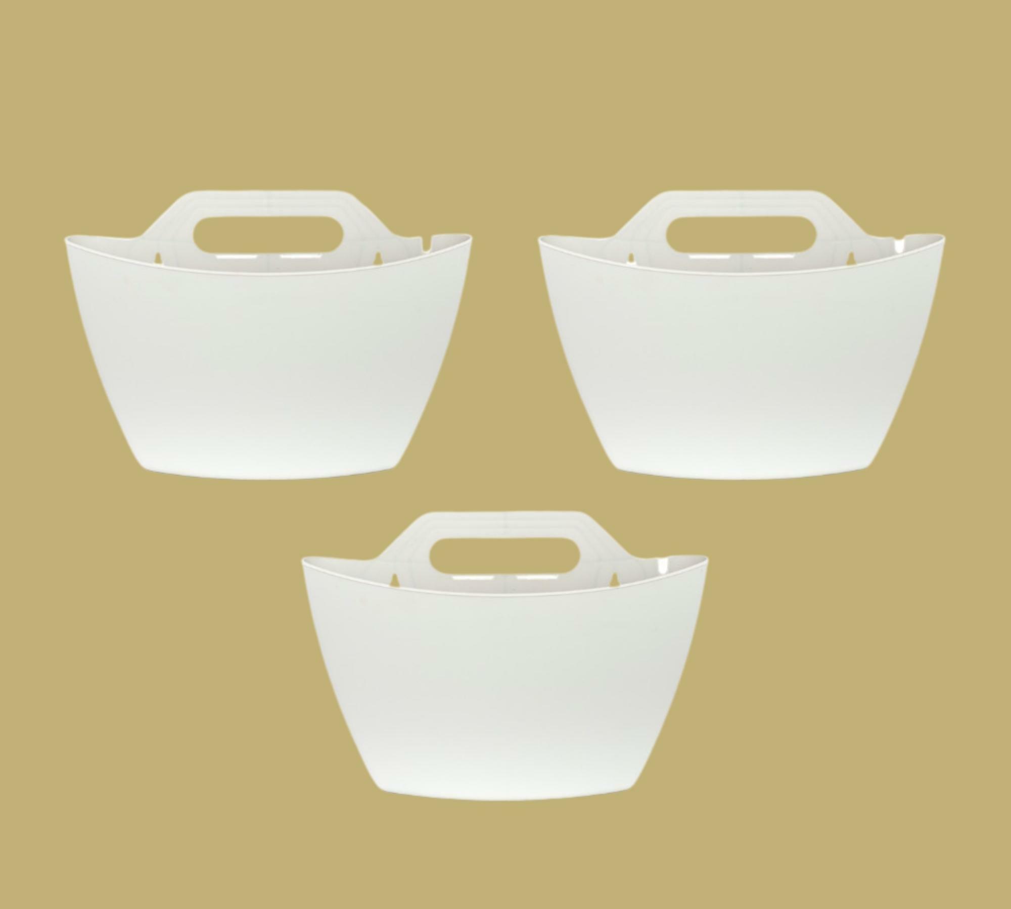 3x Wall Flower Pot Set White Vertical Garden 100% Recycled 1