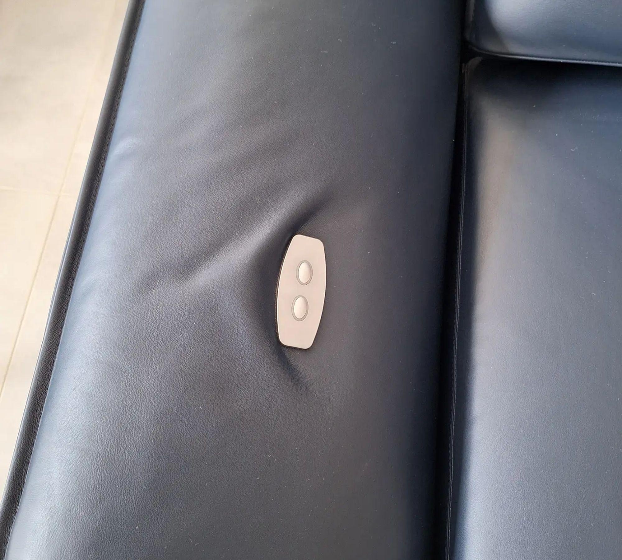 2x Sofa 2,5-Sitzer Leder Dunkelblau 3