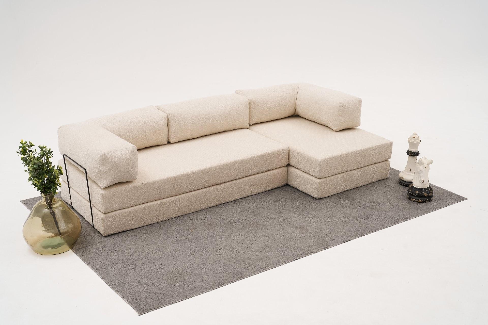 Comfort Schlafsofa Récamiere Rechts Creme 1