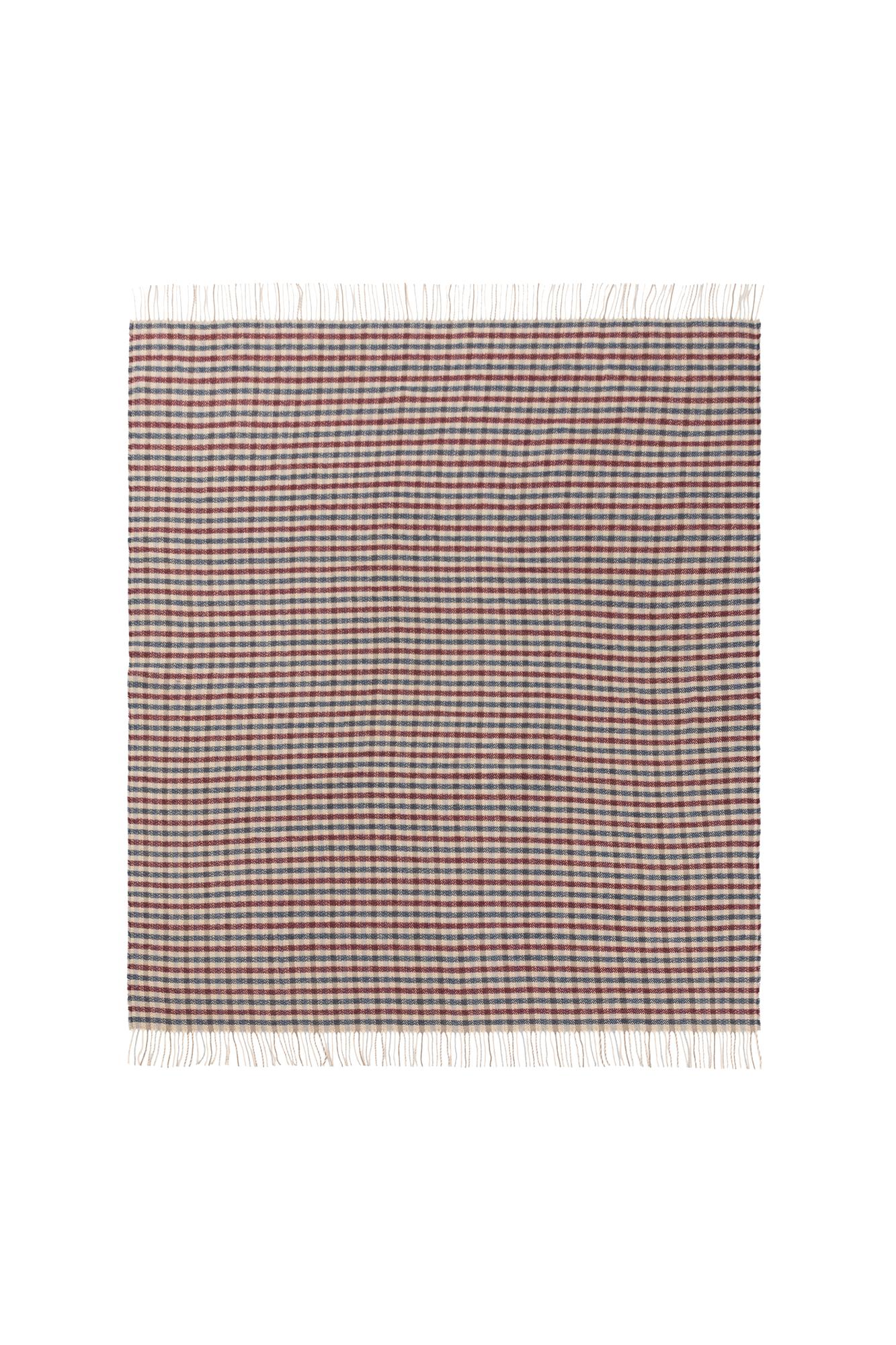 Ibiza Plaid Decke Recycelte Baumwolle Mikro-Karo Blau Rot 3