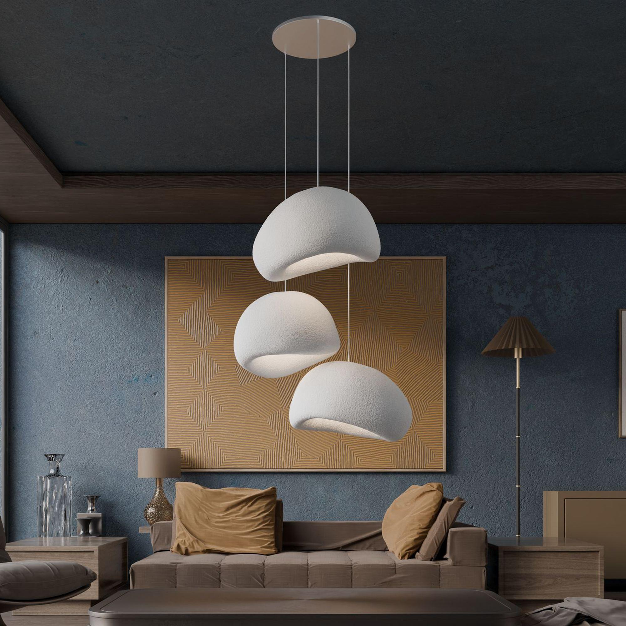 3-Flammig Wabi Sabi Nami Pendelleuchte Weiß 2