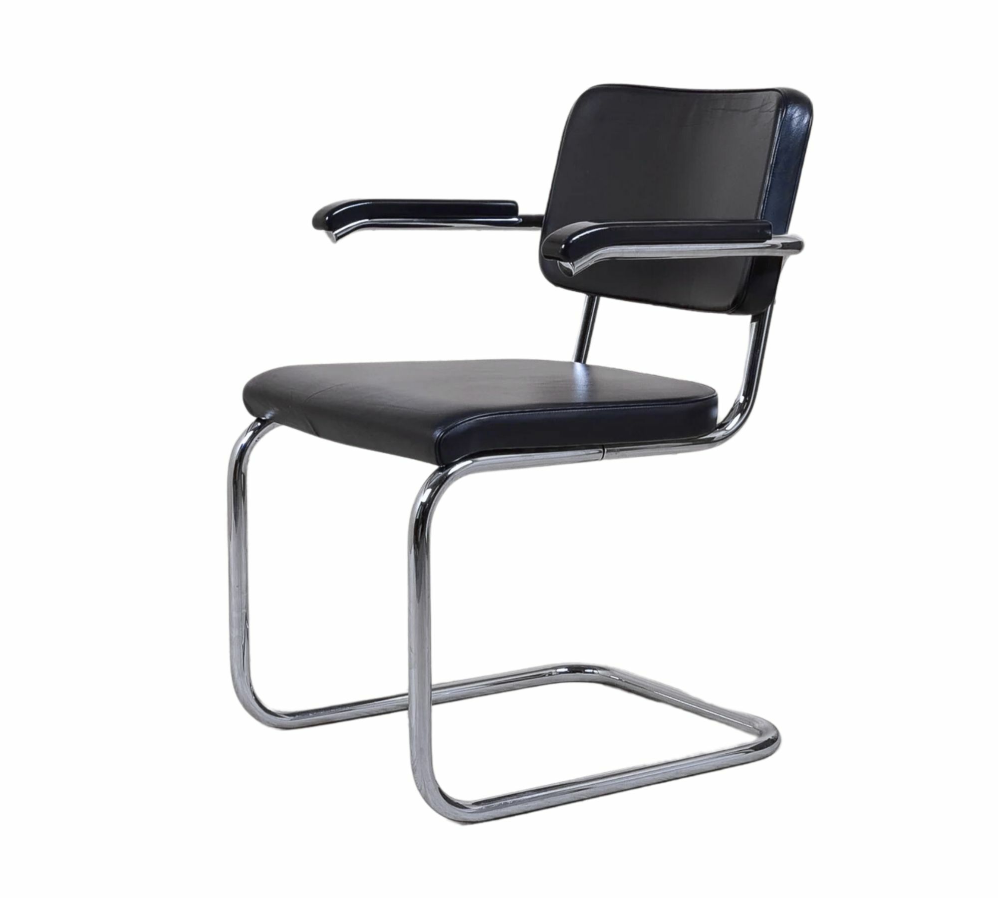 S 64 PV Thonet Freischwinger Leder Metall Schwarz 0