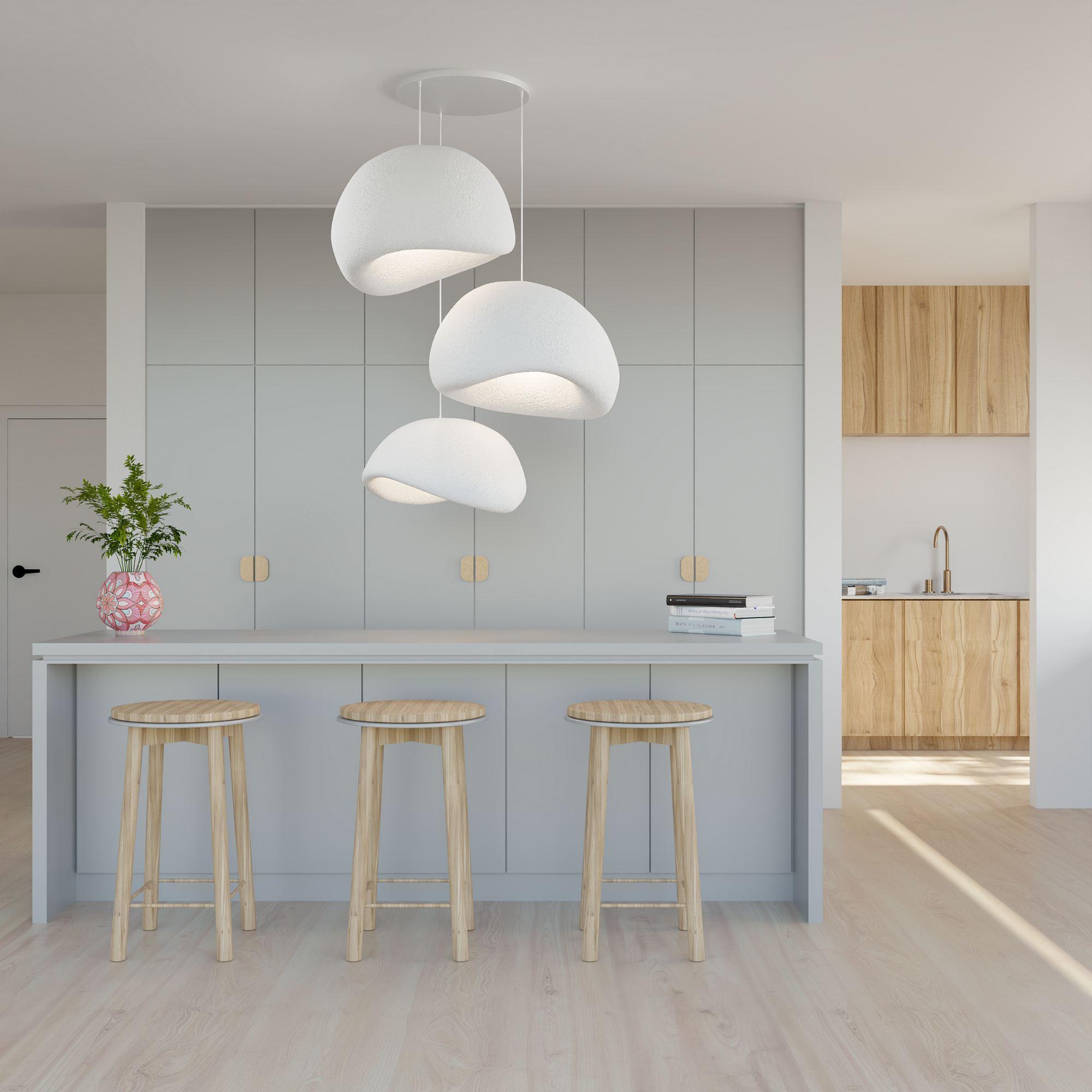 3-Flammig Wabi Sabi Kanso Beams Pendelleuchte Weiß 4