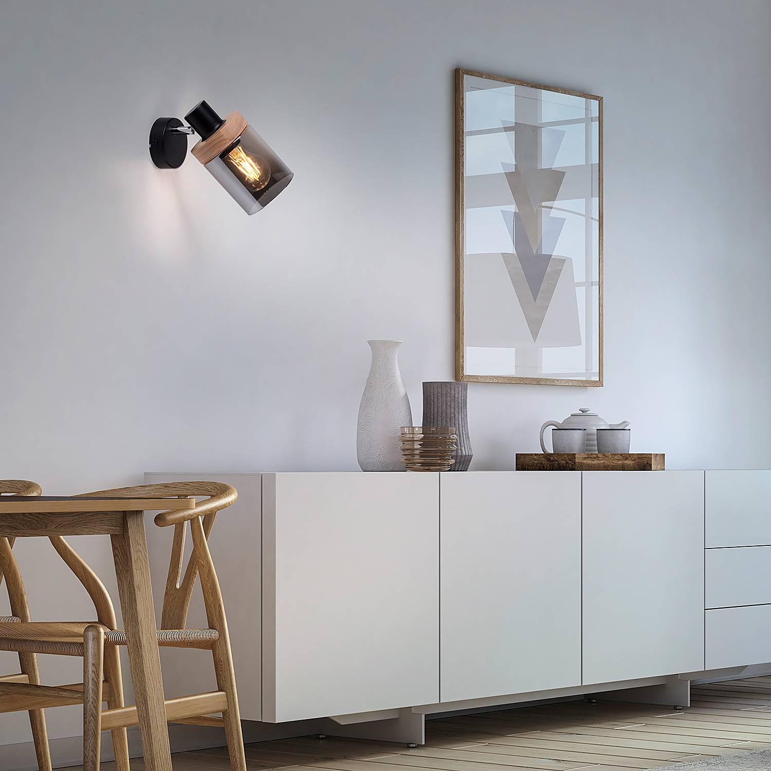 Pasqual Wall Lamp Smoked Glass Iron 1-light 1