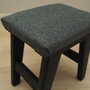 Vintage stool textile wood grey 1980s 4