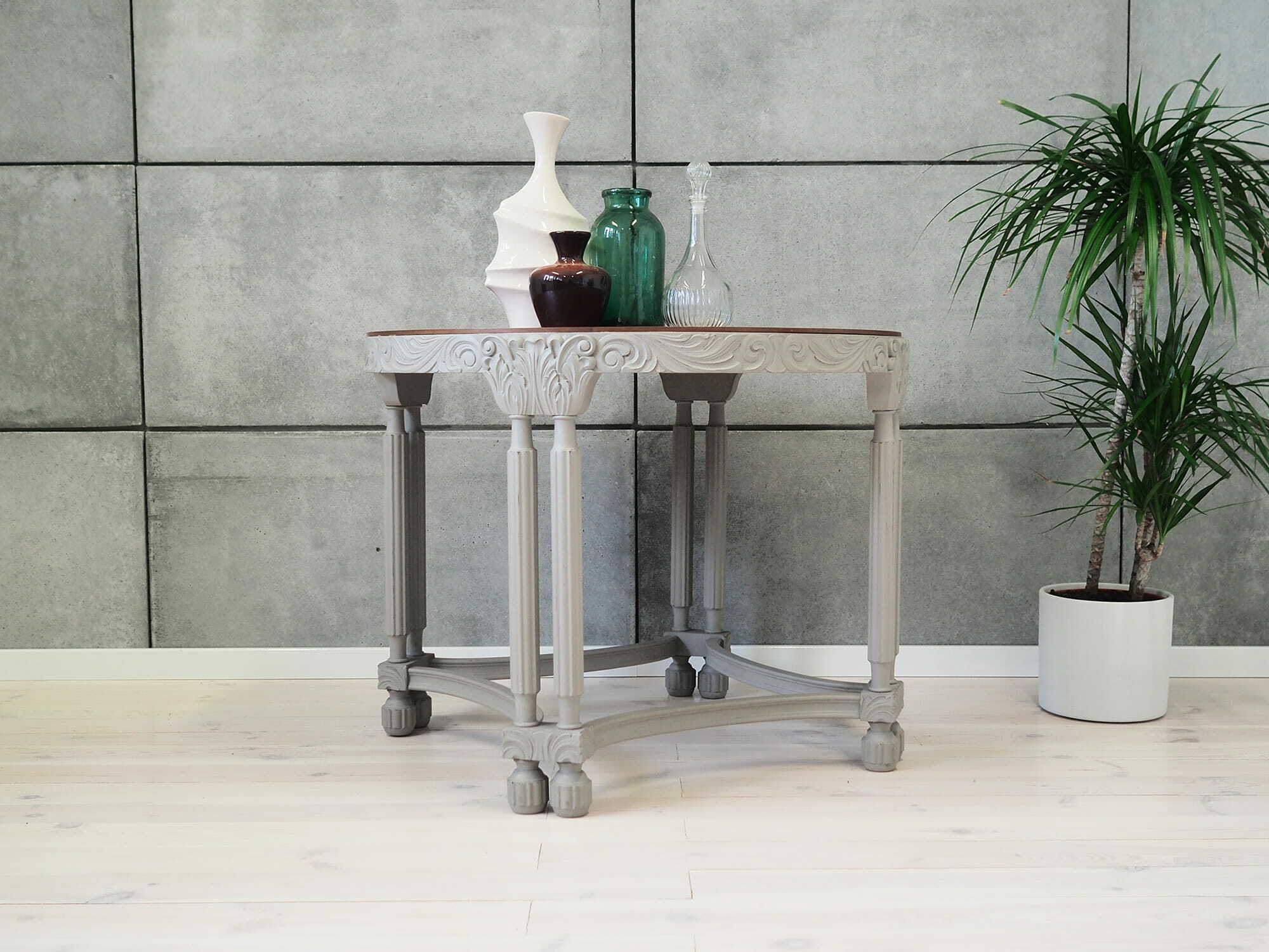 Vintage Couchtisch Holz Grau 1940er Jahre 2