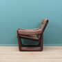 Vintage armchair leather wood brown 1960s 2