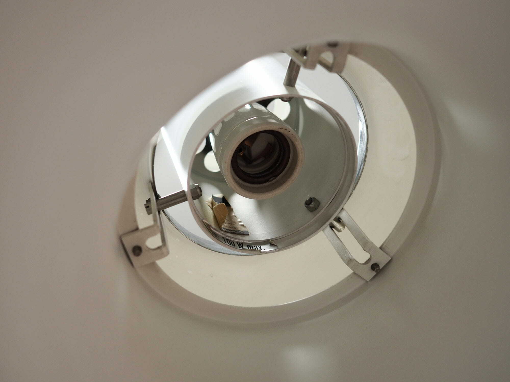 Vintage pendant lamp metal white 1970s 3