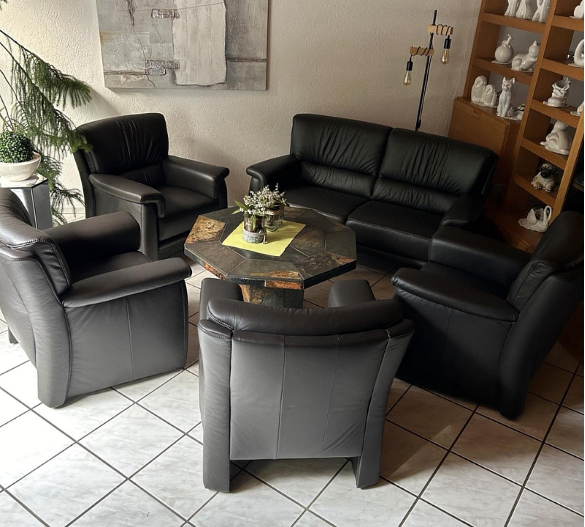 4x Armchair & Sofa 2.5-seater Leather Chocolate Brown 0