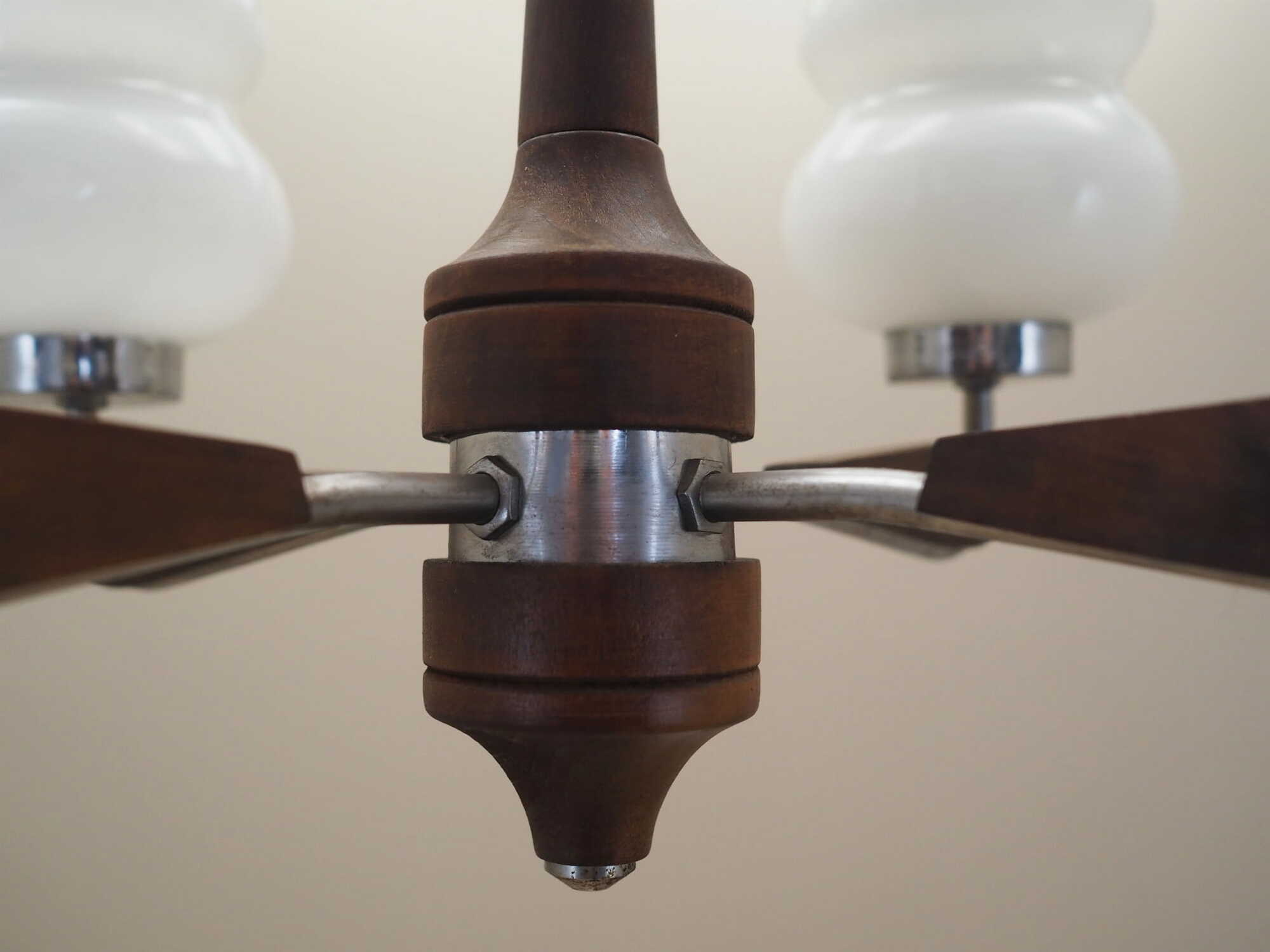 Vintage chandelier wood glass brown 1970s 2