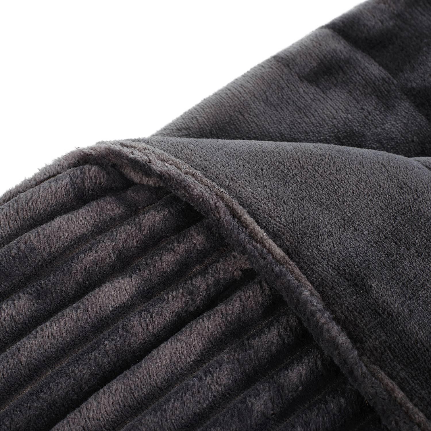 Plaid Cord Decke Webstoff Anthrazit 2