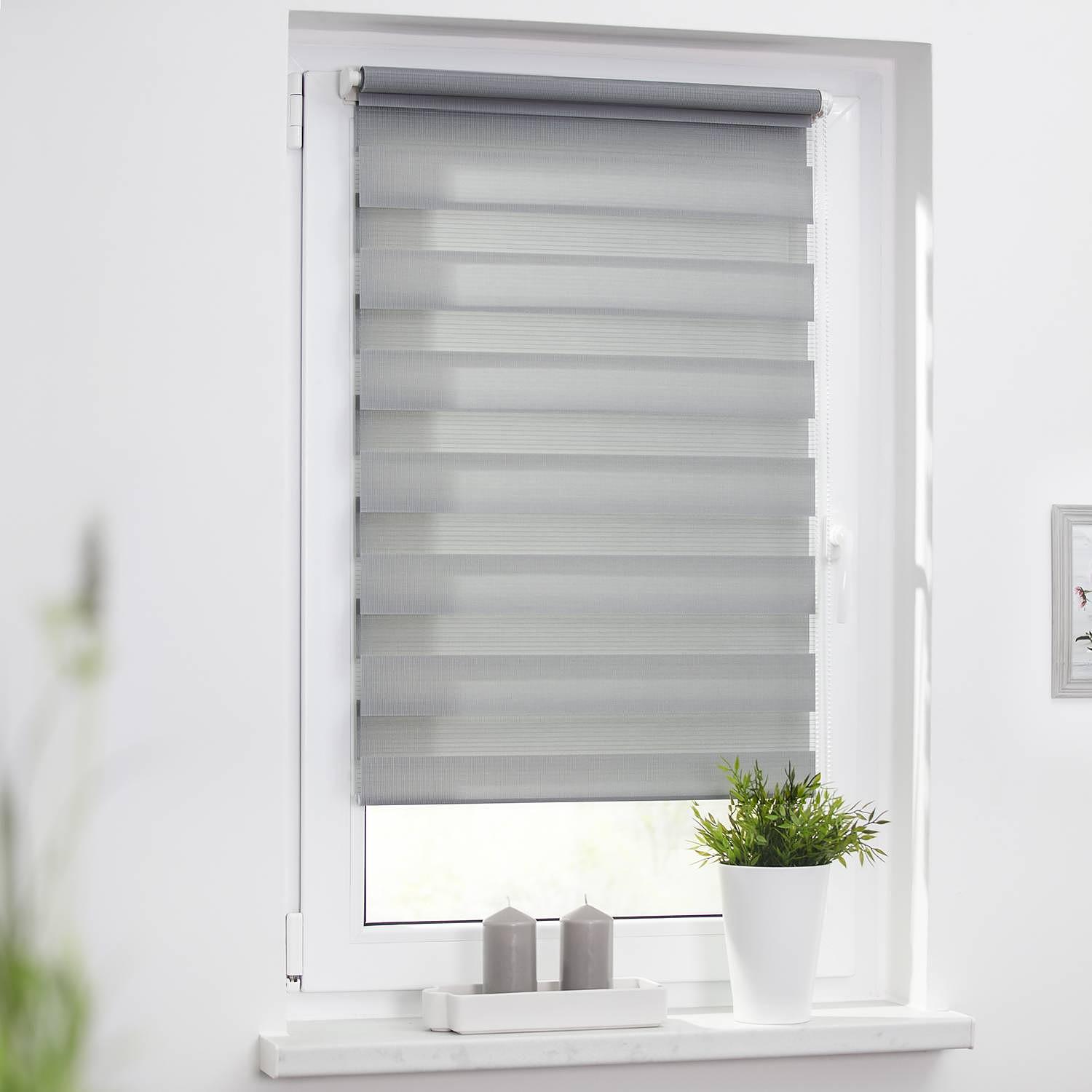 Duo-Rollo Klemmfix Webstoff Grau 80 x 150 cm 3