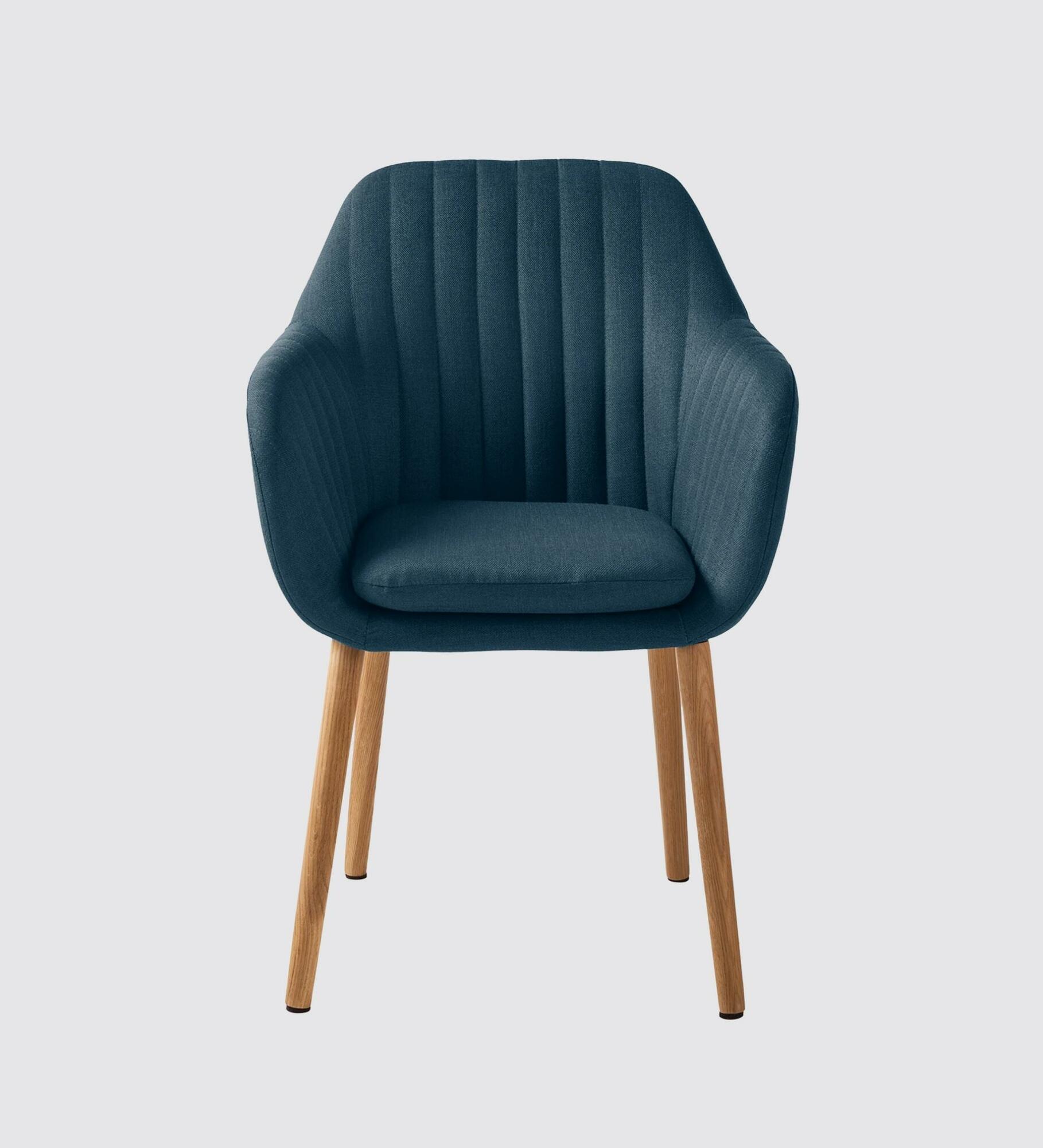 Armlehnstuhl Eiche Massiv Webstoff Jeansblau 3