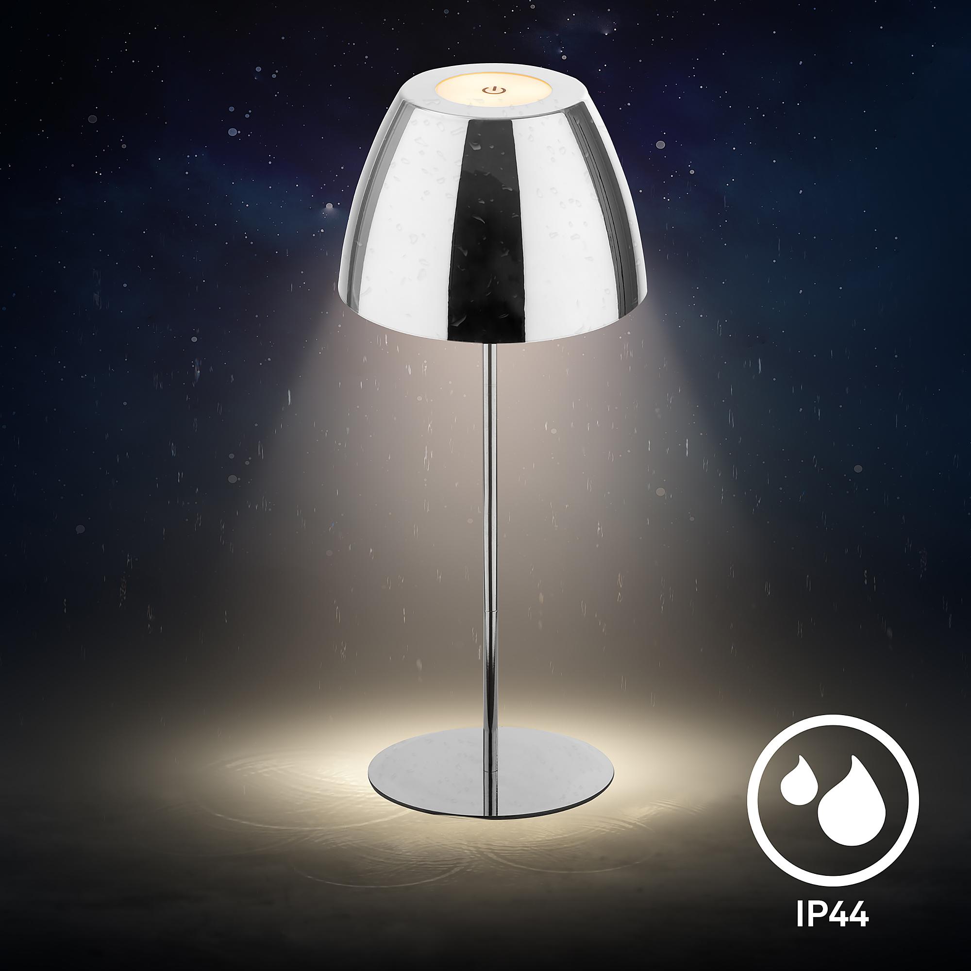 Serina LED Akku Tischleuchte Chrom 4