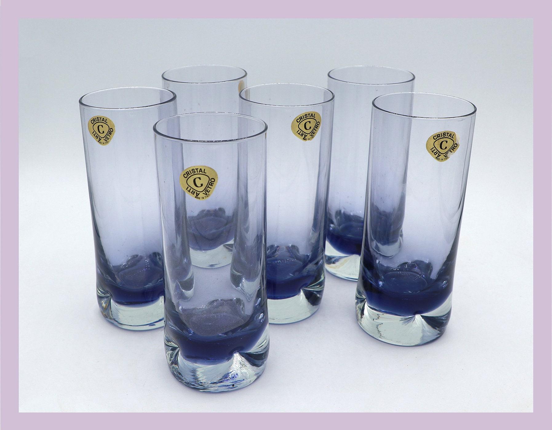 6x Vintage Trinkglas Kristall Lila 1960er Jahre 1