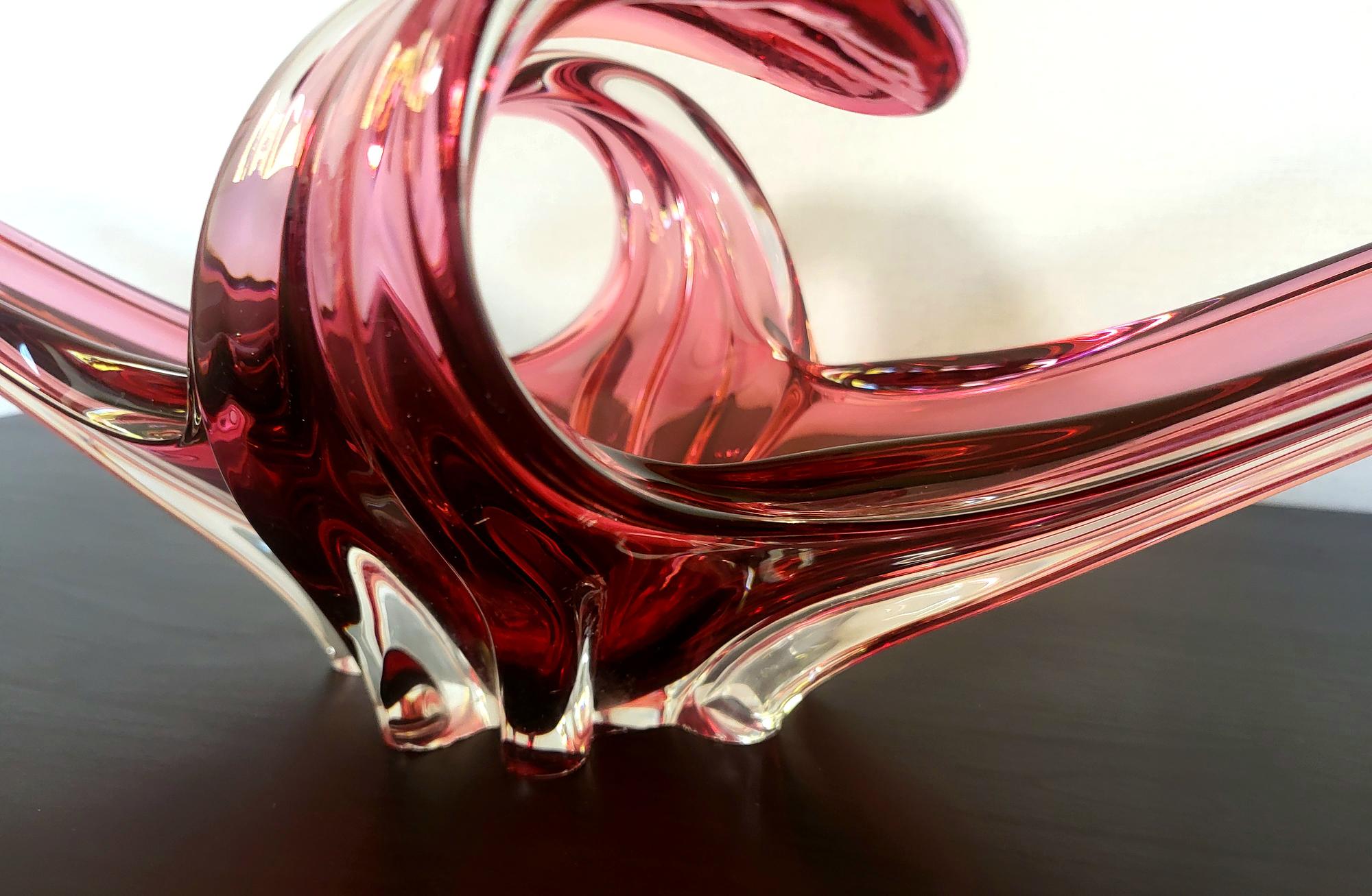 Sommerso Schale Muranoglas Rosé von Flavio Poli 8