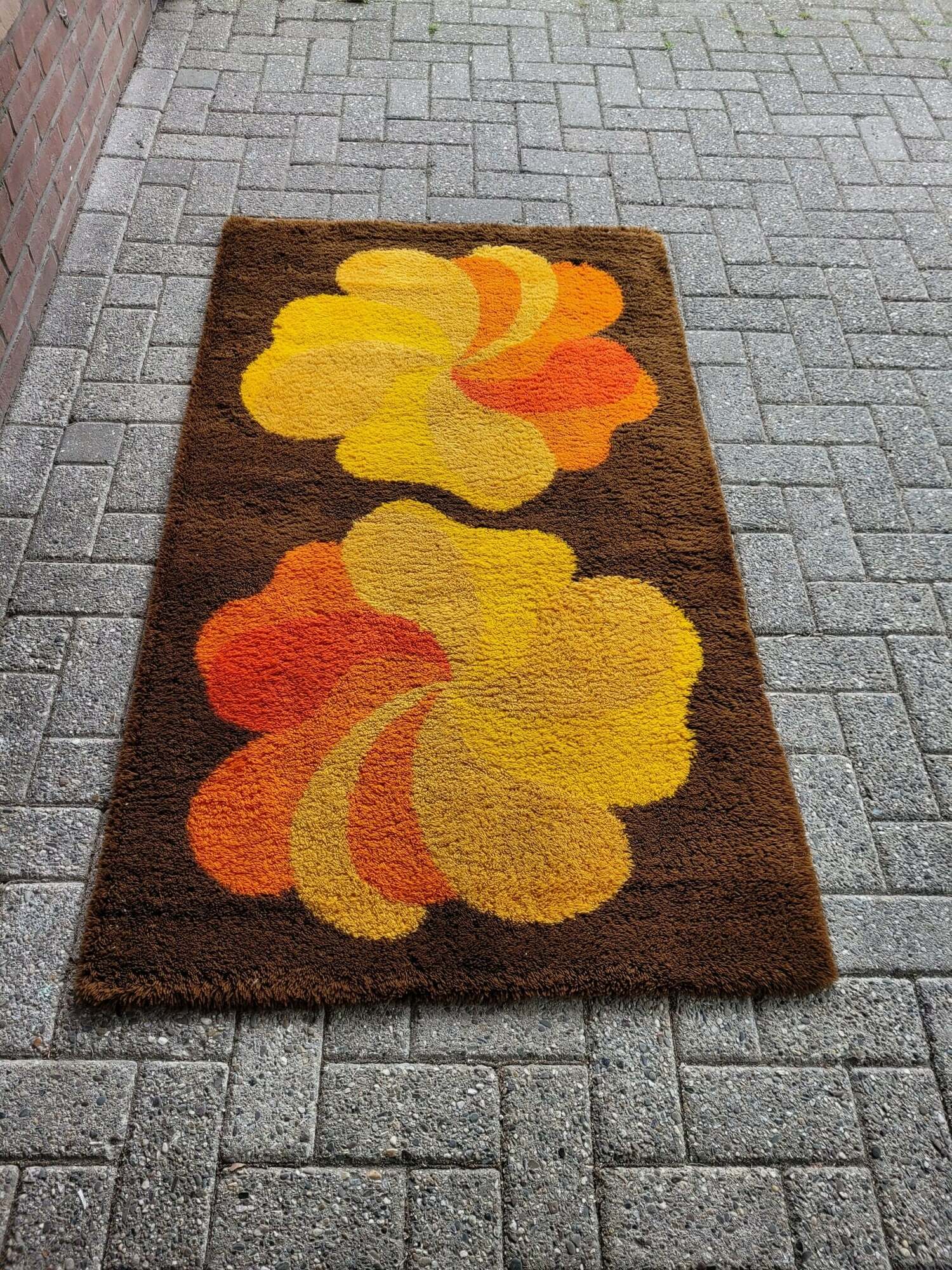 Vintage Teppich Textil Mehrfarbig 1960er Jahre 1