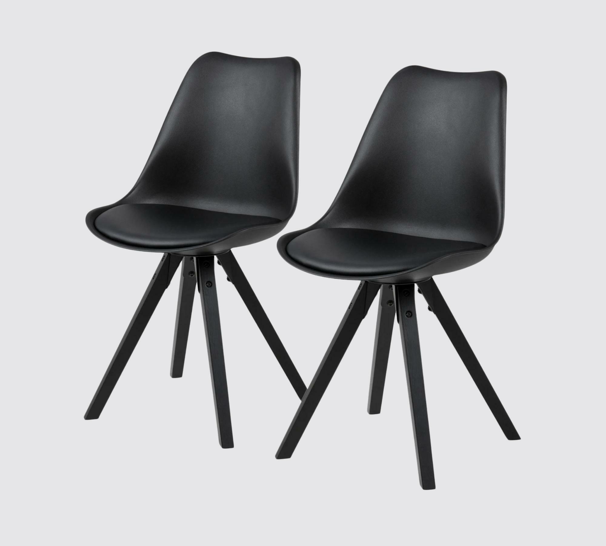 2x Scandi-Style Esszimmerstuhl Schwarz 1