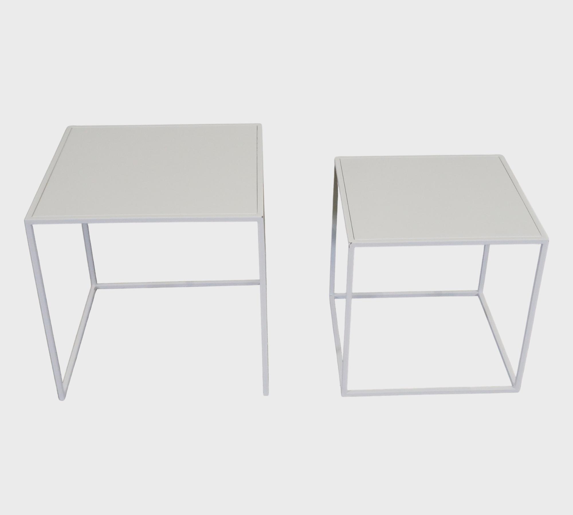 2x Beistelltisch Fera Stahl Pulverbeschichtet Weiß 66198 3