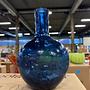 Gecrackelte Kugelvase Glas Blau 4