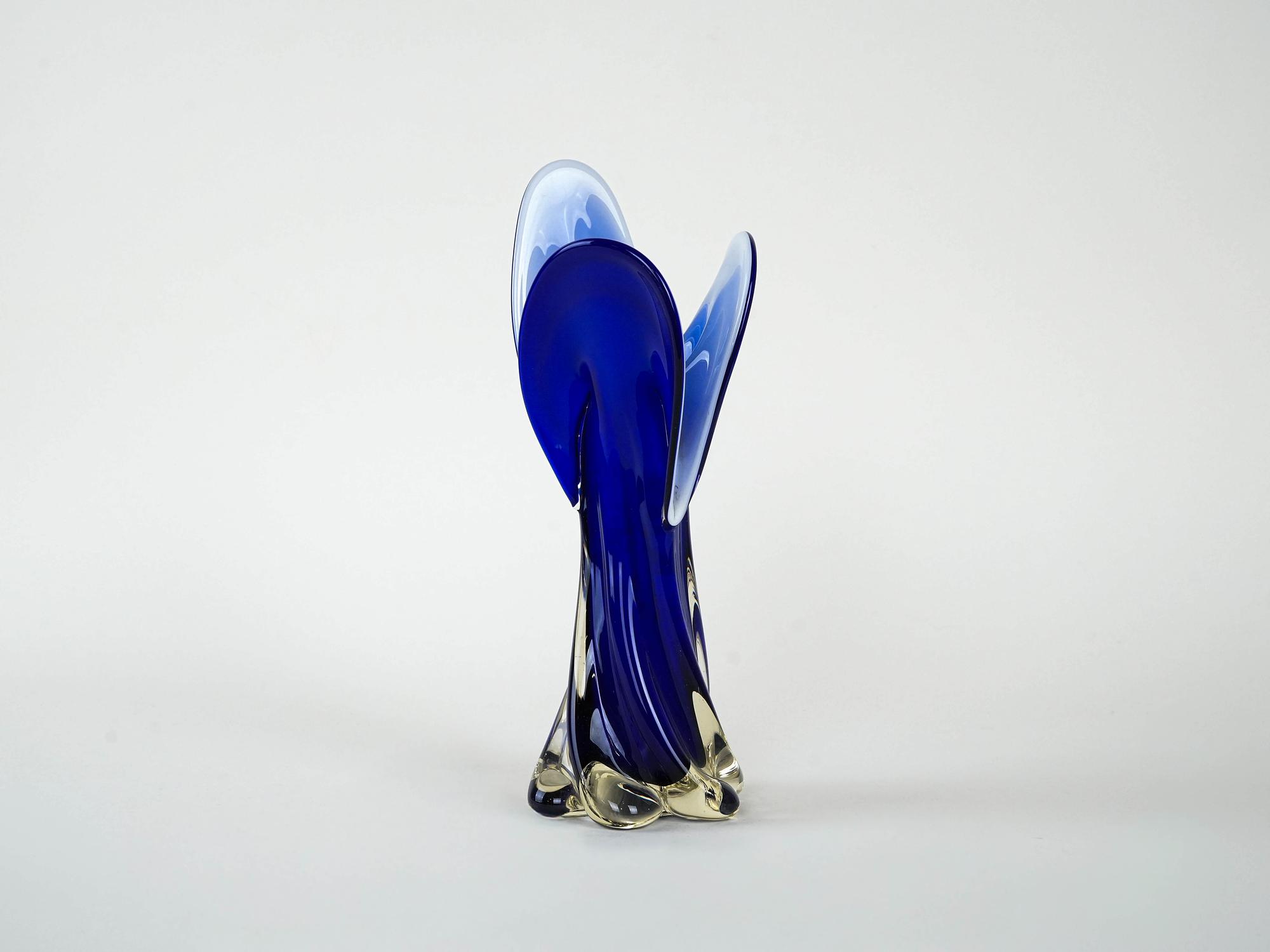 Kobaltvase Muranoglas Blau 1960er Jahre 2