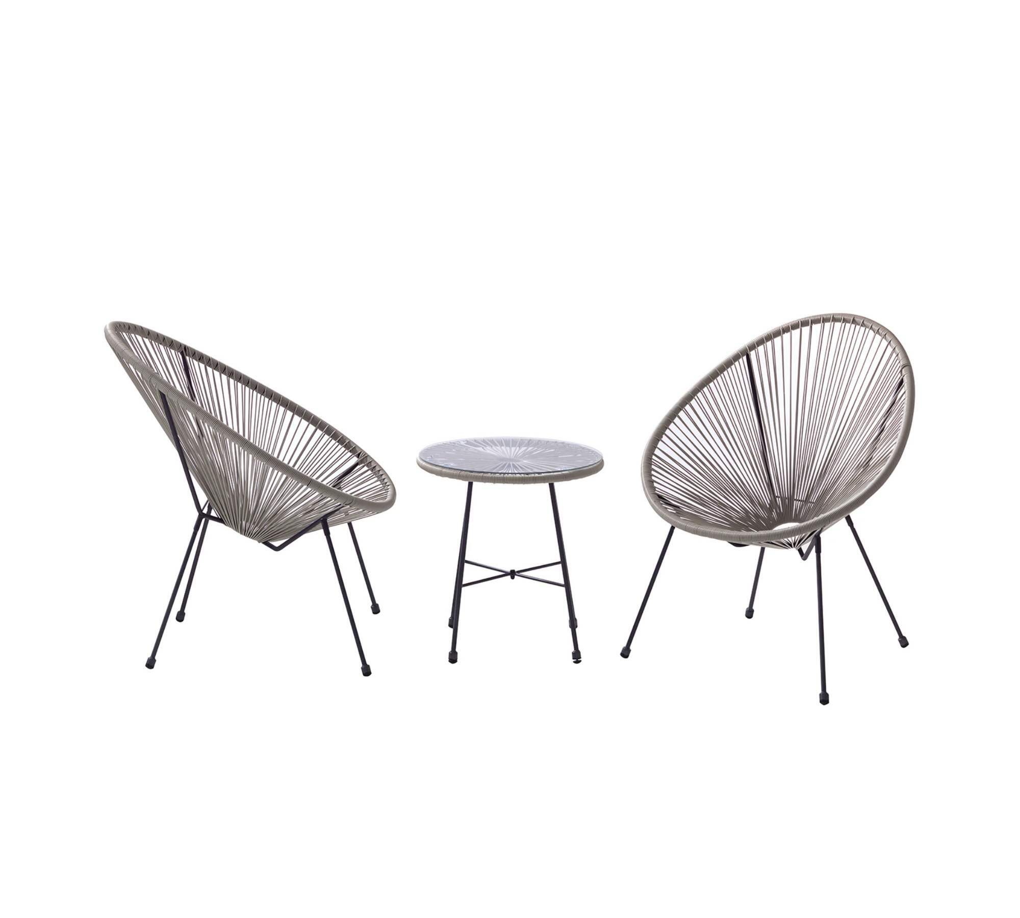 Sitzgruppe 3-teilig Metall Kunstfaserstreben Beige 0