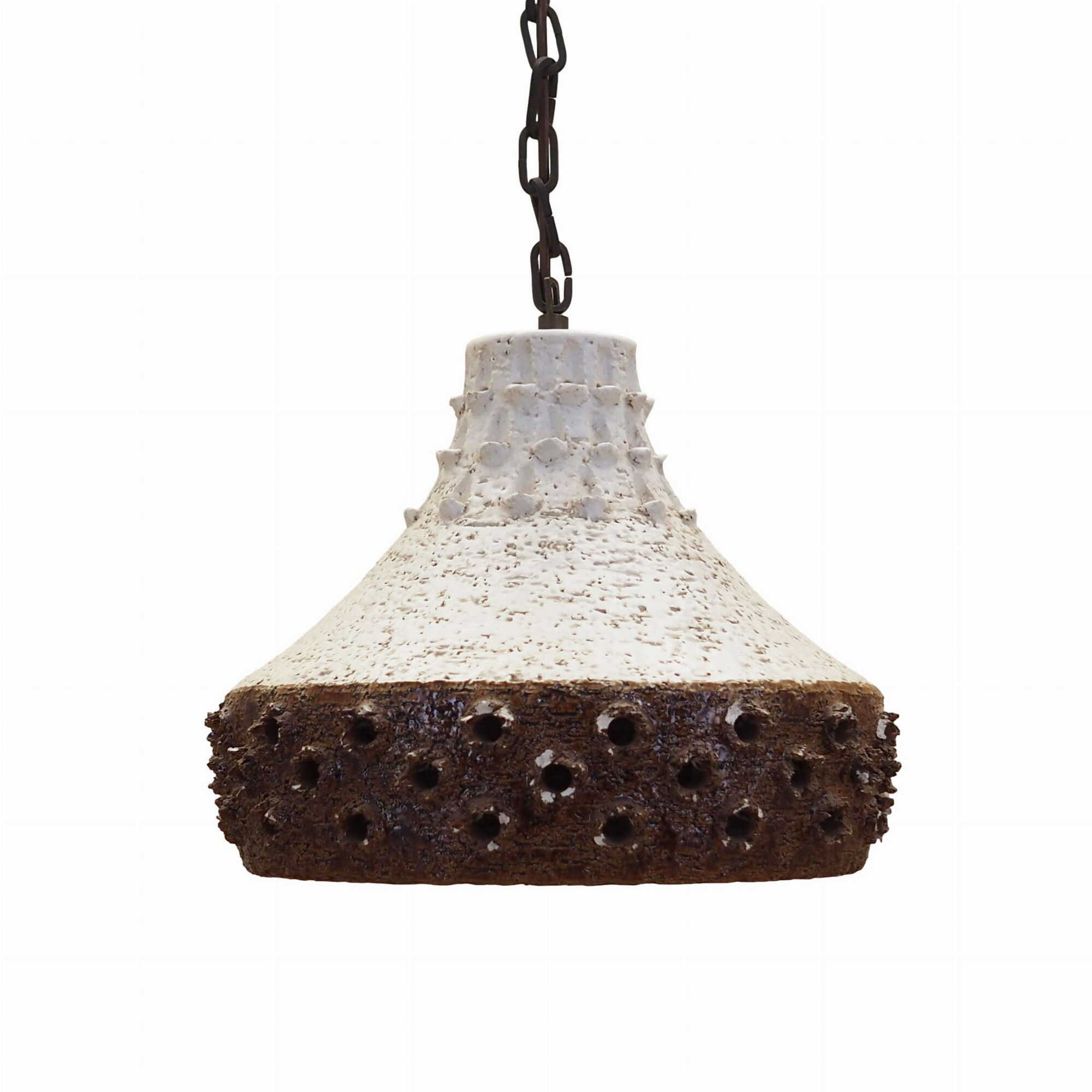 Vintage pendant lamp ceramic brown 1960s 0