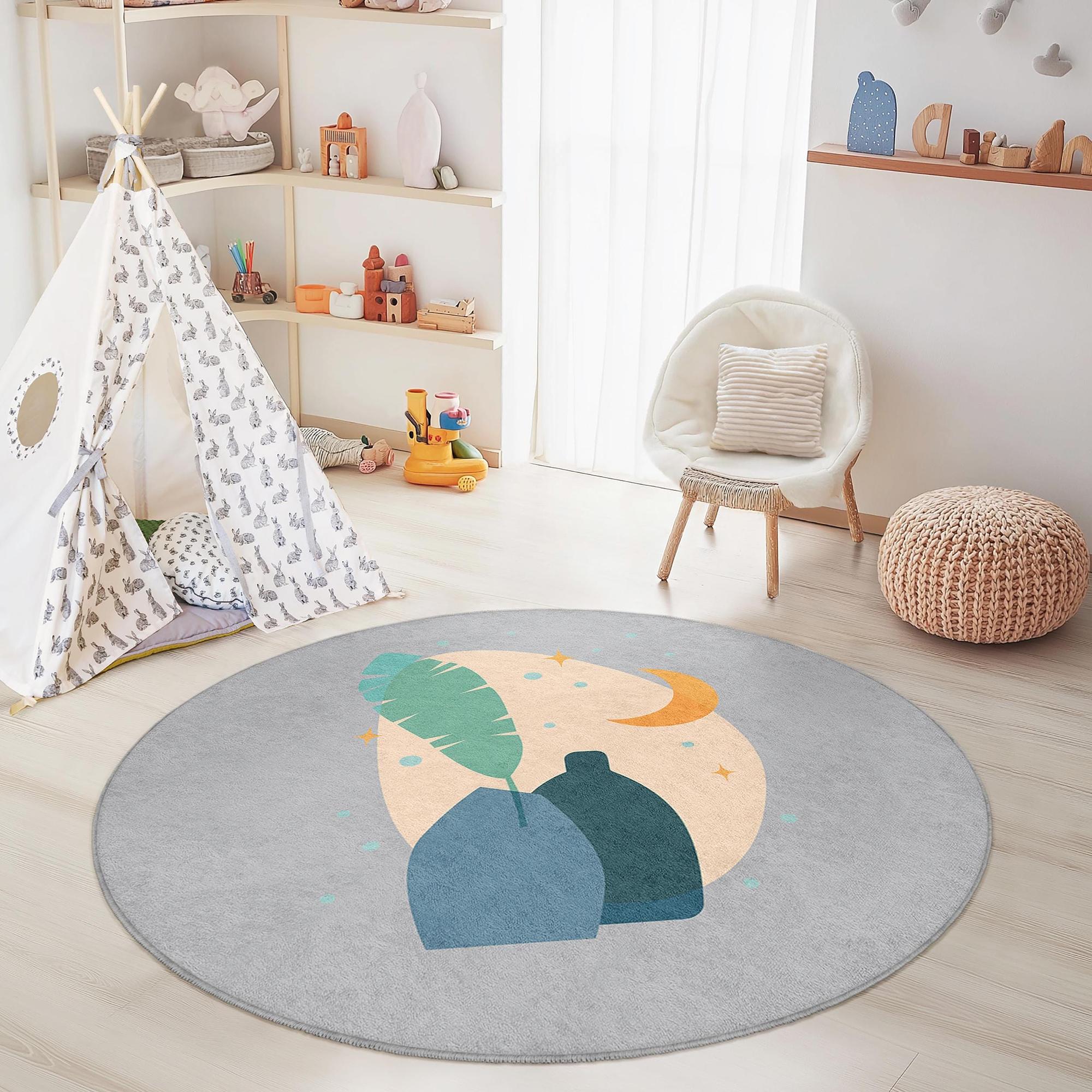 Area rug Multicolor Ø120cm 3