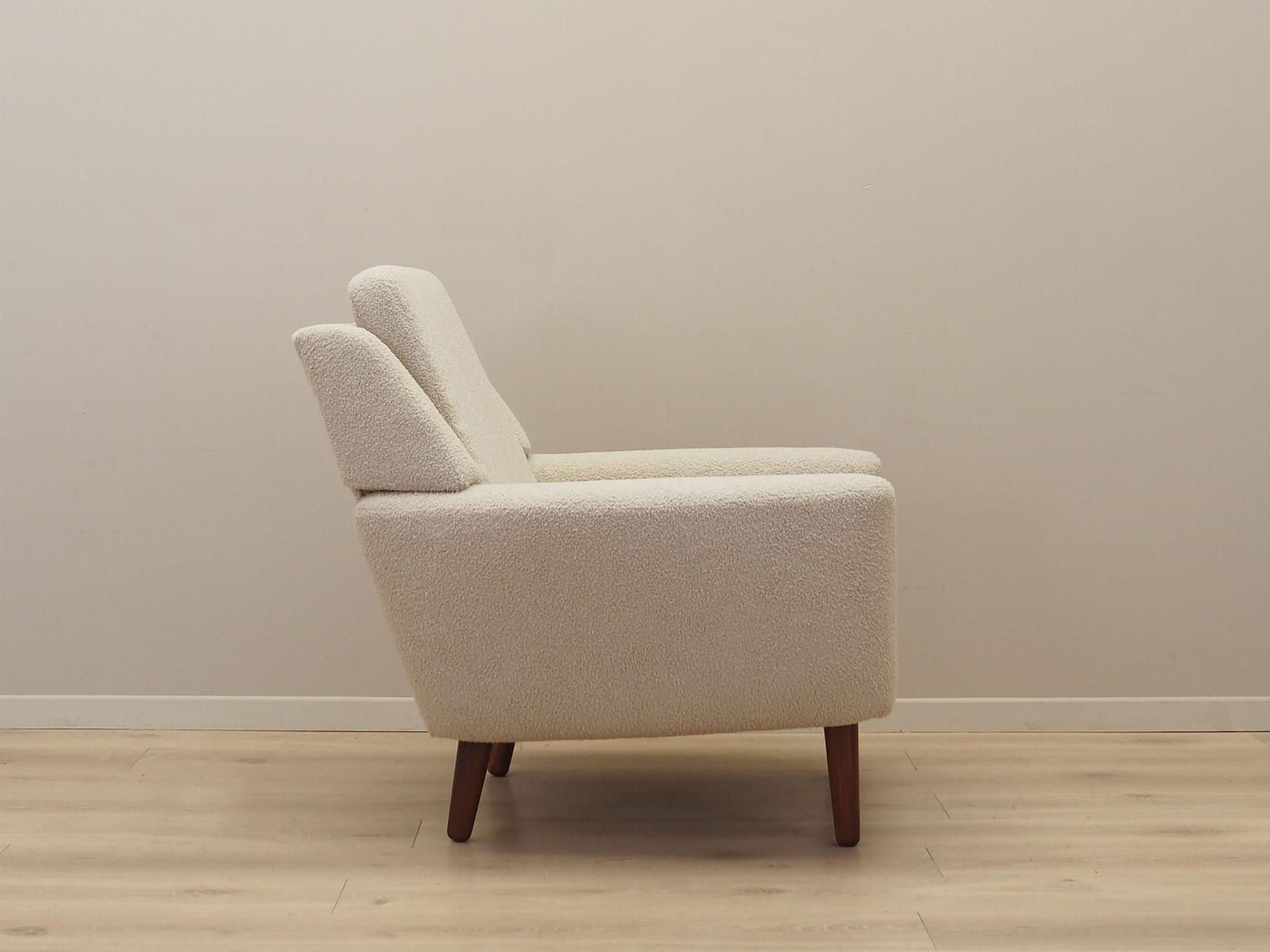 Armchair Textile Wood Cream 1970s 10