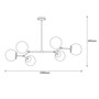 Pendant lamp 6 glass spheres metal white gold 7