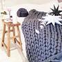 Cosima Chunky Knit Wolldecke Merinowolle Grau 2