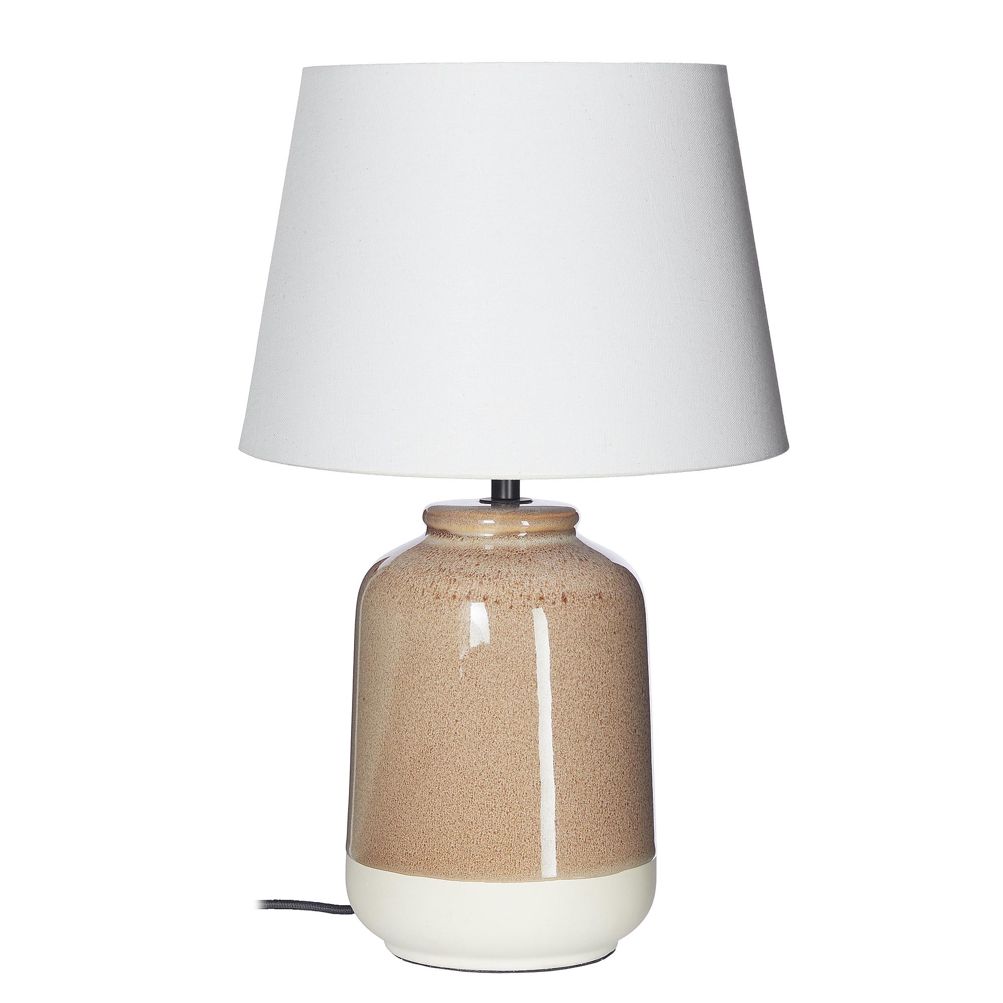 Verice Tischleuchte Leinen Keramik Creme Taupe 4