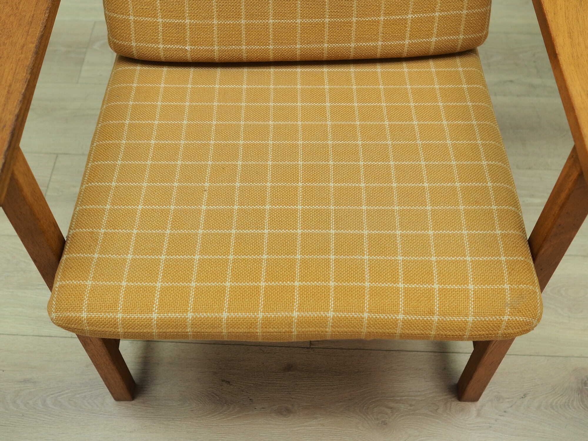 Armchair Teak wood Textile Yellow 1970s 9