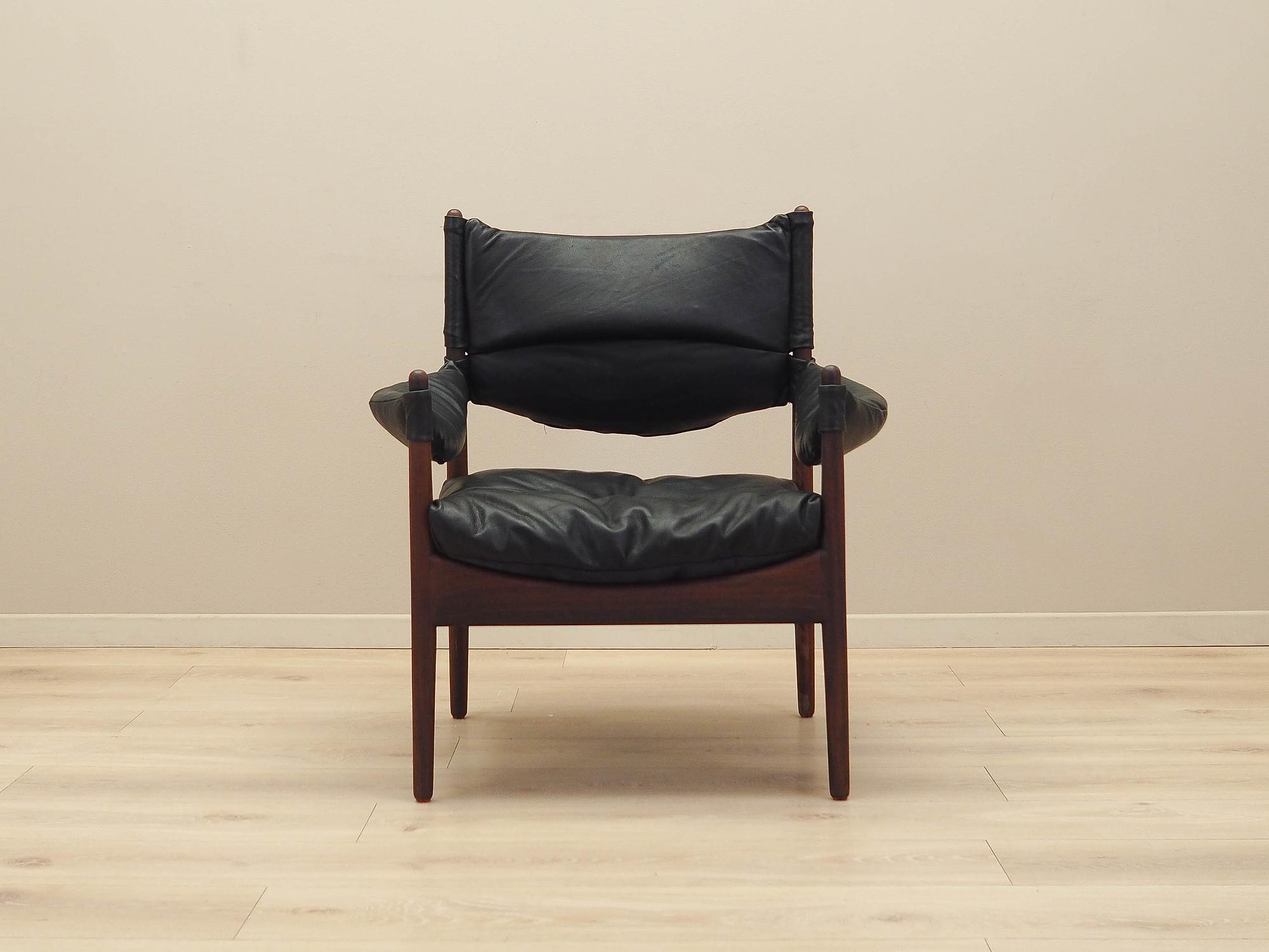 Modus Armchair Wood Leather Black 1960s 2