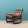 Vintage armchair leather wood brown 1960s 1