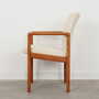 Vintage Chair Teak Wood Textile White 1970s 2