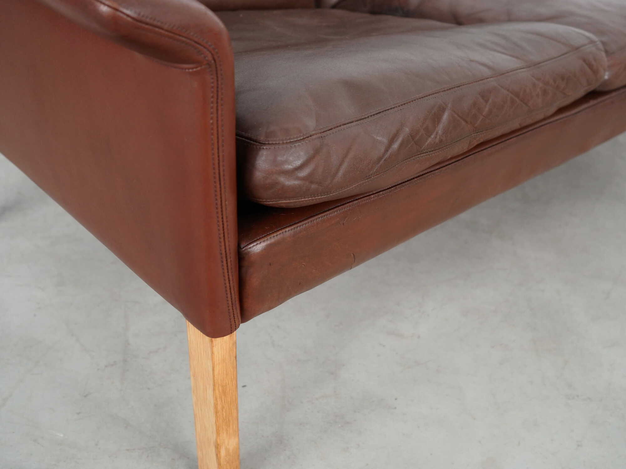 Sofa Leather Brown 1960s 9