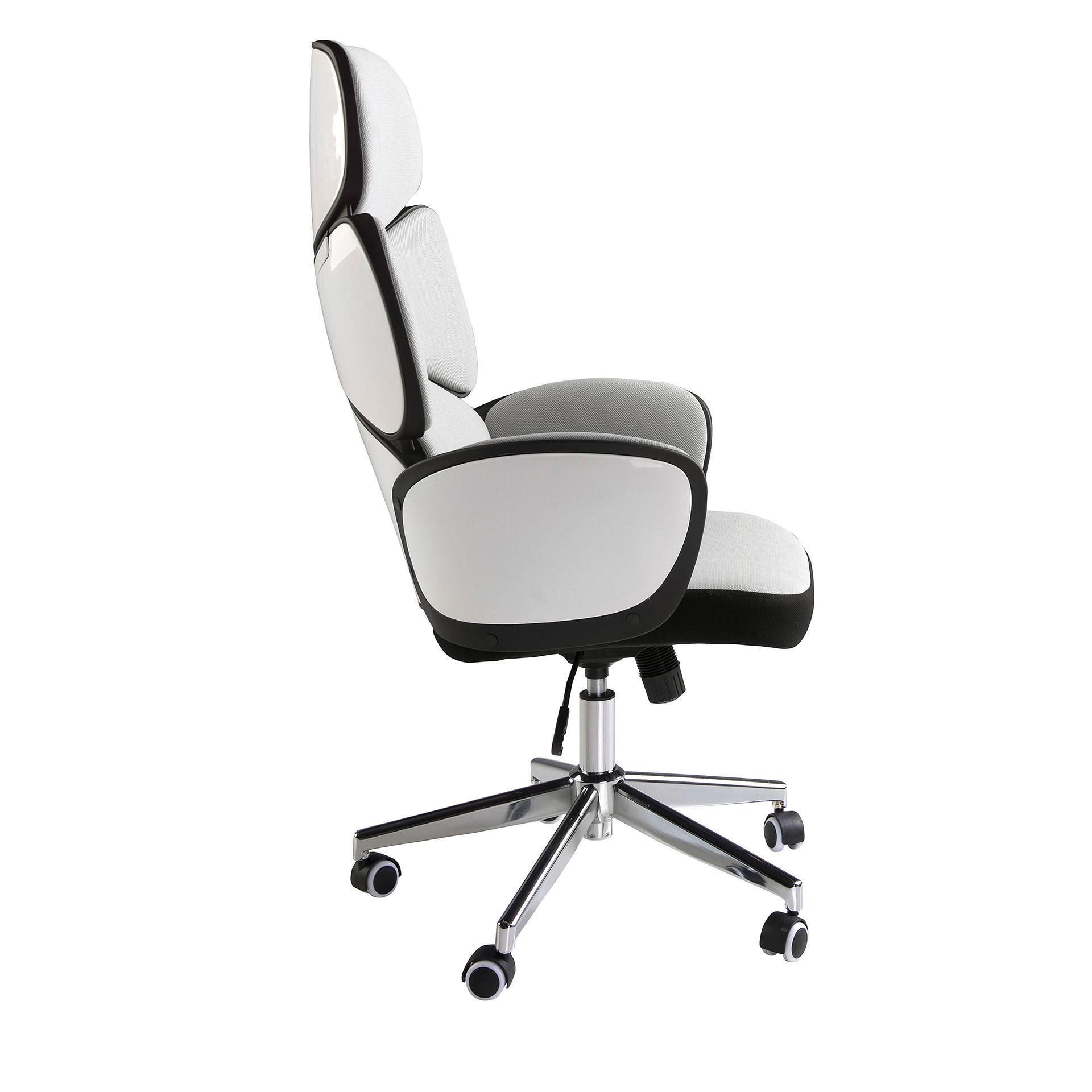 4142 Swivel Office Chair Light Grey White Glossy 6