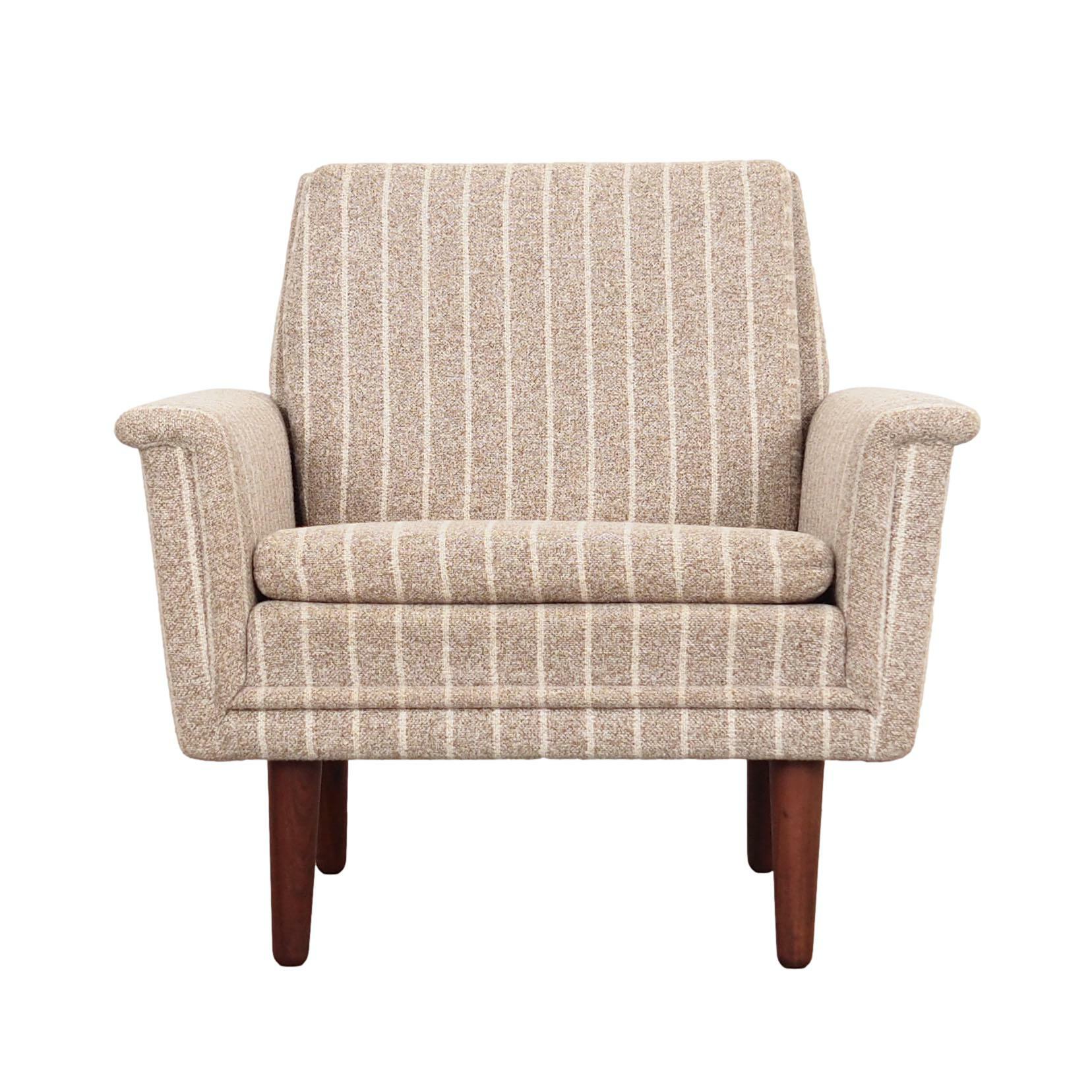 Vintage Stuhl Teakholz Textil Grau 1970er Jahre  0