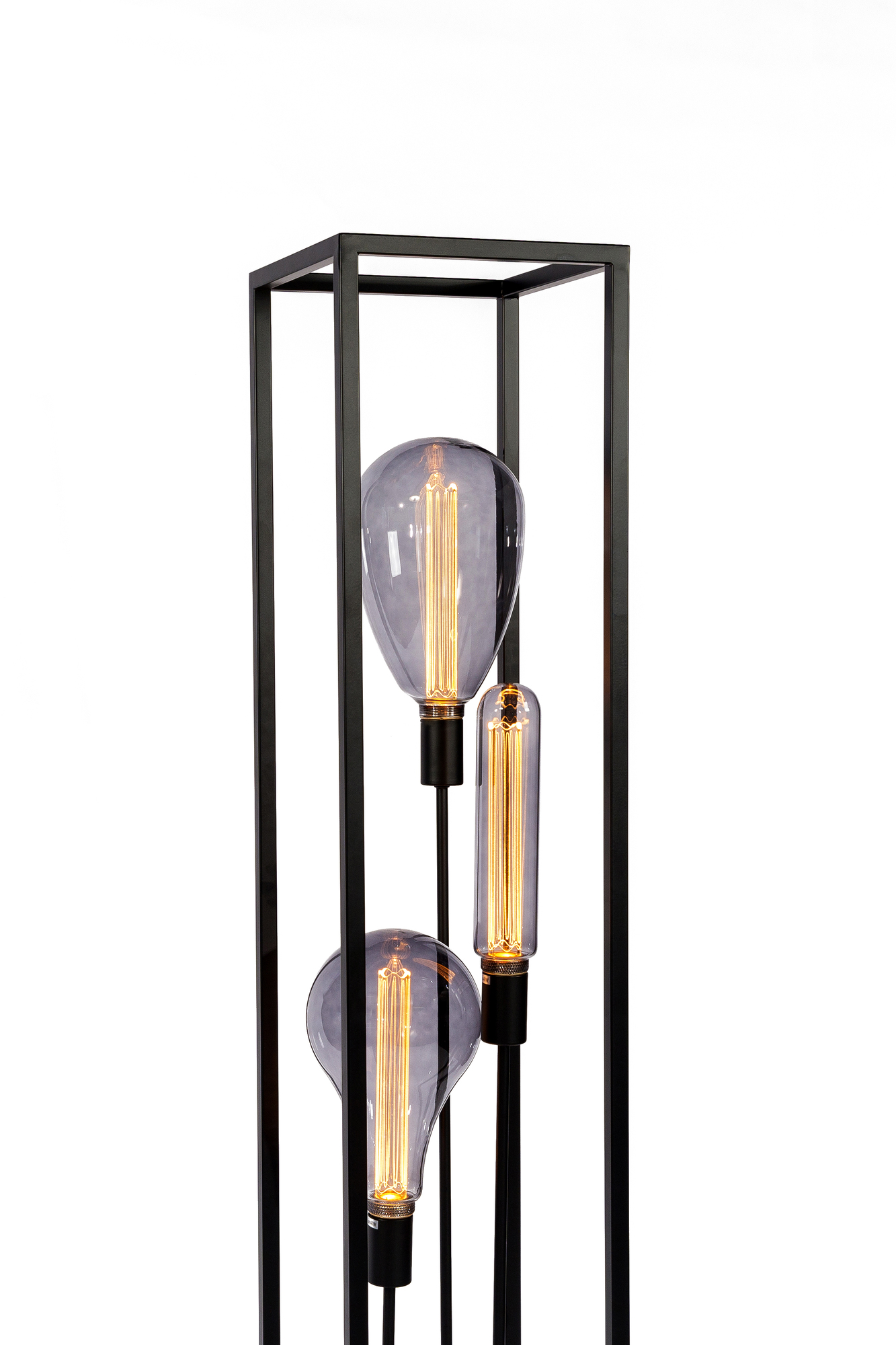 Lampada da terra a 3 luci acciaio nero 4