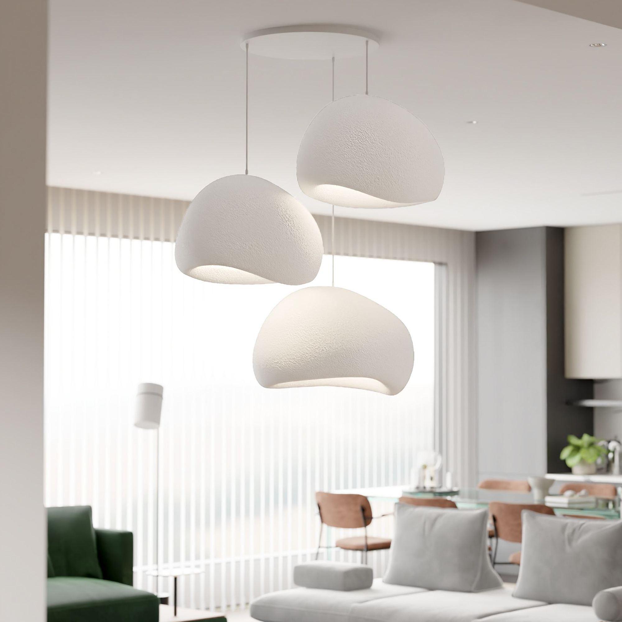 3-Flammig Wabi Sabi Claylights Pendelleuchte Weiß 2
